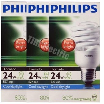 Philips Tornado แพ็คหลอดประหยัด รูปเกลียว 24W E27 แสง DL x 3 Philips Tornado แพ็คหลอดประหยัด รูปเกลียว 24W E27 แสง DL x 3