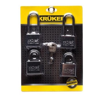 KRUKER ชุดกุญแจ 4 ชุด 40 มิลลิเมตร ระบบลูกปืน พร้อมลูกกุญแจ 4 ดอก ต่อ 1 แม่กุญแจ KRUKER ชุดกุญแจ 4 ชุด 40 มิลลิเมตร ระบบลูกปืน พร้อมลูกกุญแจ 4 ดอก ต่อ 1 แม่กุญแจ