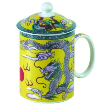 LEE TAI FU ถ้วยน้ำชามีฝาปิดลายมักร-หงส์ ( สีเหลือง ) LEE TAI FU ถ้วยน้ำชามีฝาปิดลายมักร-หงส์ ( สีเหลือง )