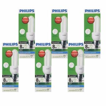 Philips Essential แพ๊คหลอดประหยัด รูปตะเกียบ 8W E27 แสง DL x 6 ดวง Philips Essential แพ๊คหลอดประหยัด รูปตะเกียบ 8W E27 แสง DL x 6 ดวง