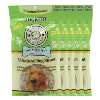 DOGKERY ด็อกเกอร์รี่นมแพะและแอปเปิ้ล 130 กรัม (5 ห่อ) DOGKERY ด็อกเกอร์รี่นมแพะและแอปเปิ้ล 130 กรัม (5 ห่อ)