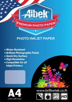 AIBEK GLOSSY PAPER กระดาษพิมพ์ภาพถ่ายแบบมันวาว 180 แกรม (190 แกรม) 100 แผ่น AIBEK GLOSSY PAPER กระดาษพิมพ์ภาพถ่ายแบบมันวาว 180 แกรม (190 แกรม) 100 แผ่น