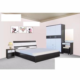 RF Furniture ชุดห้องนอนระแนง 5 ฟุต เตียง 5 ฟุต + ตู้เสื้อผ้า 3 บาน + โต๊ะแป้ง 60 cm + ตู้ข้างเตียง + ที่นอนสปริง ( โอ๊ค / ขาว ) RF Furniture ชุดห้องนอนระแนง 5 ฟุต เตียง 5 ฟุต + ตู้เสื้อผ้า 3 บาน + โต๊ะแป้ง 60 cm + ตู้ข้างเตียง + ที่นอนสปริง ( โอ๊ค / ขาว )