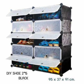 DIY SHOE 2X5 BLACK ชั้นวางรองเท้ามีฝาปิด DIY SHOE 2X5 BLACK ชั้นวางรองเท้ามีฝาปิด