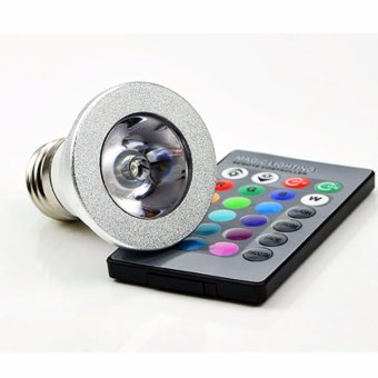 หลอดไฟ LED RGB 16 สี หัวโคมแบน พร้อมรีโมท หลอดไฟ LED RGB 16 สี หัวโคมแบน พร้อมรีโมท