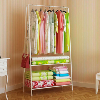 Nane ราวตากผ้าเอนกประสงค์ พร้อมที่วางของ2ชั้น (สีขาว)
