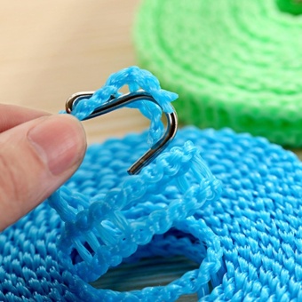 Outdoor 3m/5m Length Nylon Non-slip Drying Clothes Hangers Rope Clothesline Washing Line With Metal Hook Laundry Storage Racks(Color Random) - intl