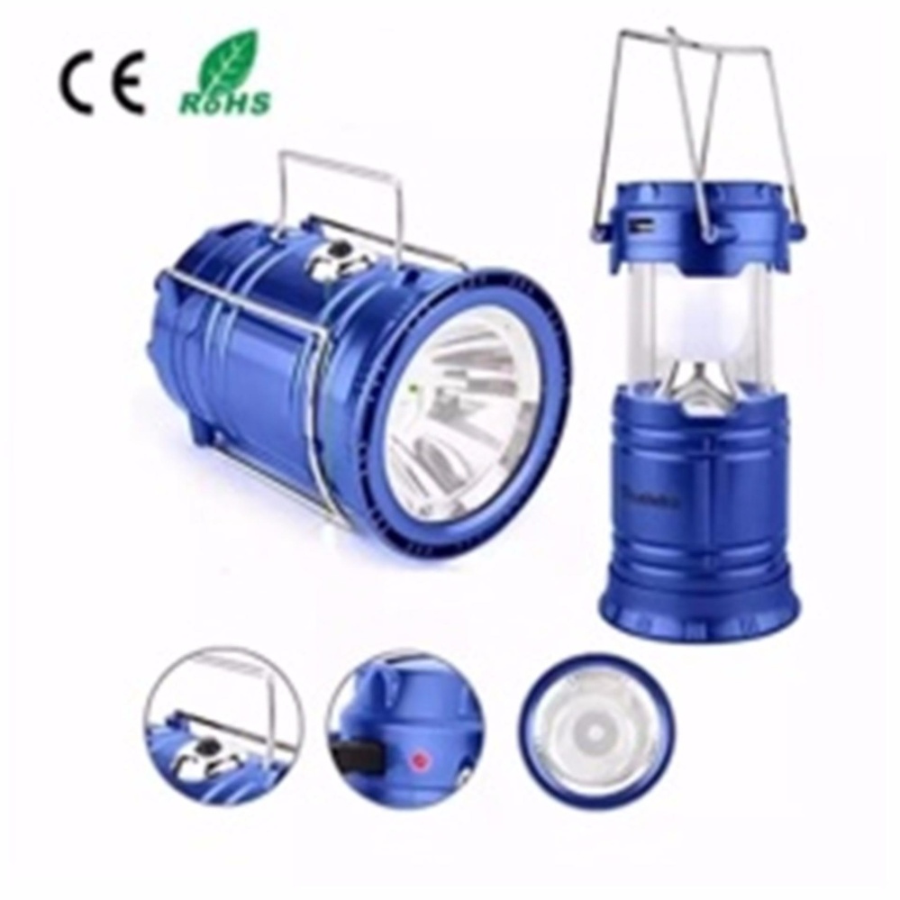 แบทสำรองตะเกียง Outdoor LED Solar Camping Light & Flashlight & USB Power Bank Tent Lamp Lantern  (Blue)