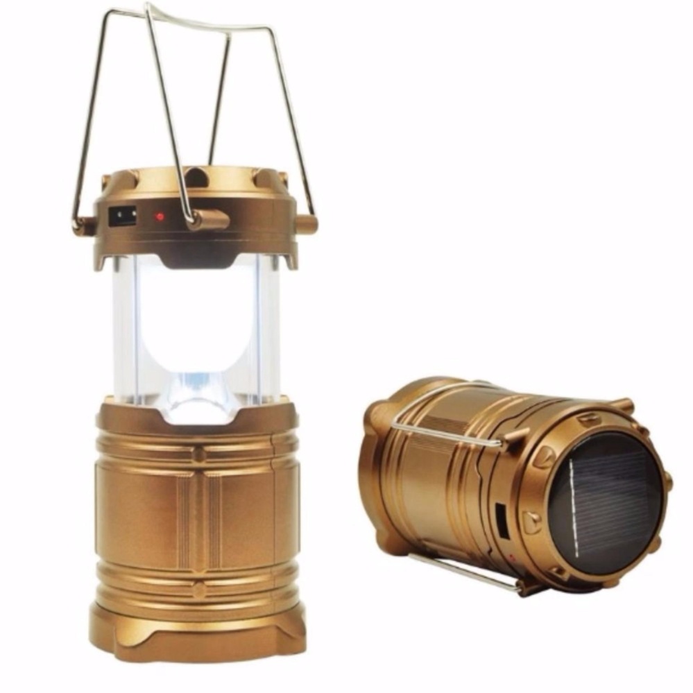 แบทสำรองตะเกียง Outdoor LED Solar Camping Light & Flashlight & USB Power Bank Tent Lamp Lantern  (Gold)