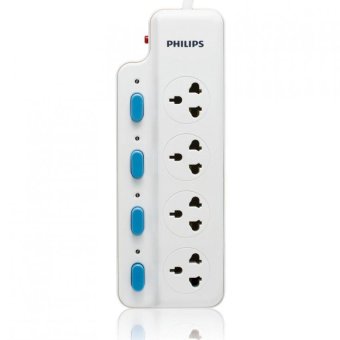 Philips รางปลั๊กไฟกันไฟกระชาก 4 ช่อง 4 สวิตช์ สายยาว 2 เมตร