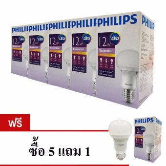 Philips หลอด Essential LED bulb 12 วัตต์ ขั้ว E27 ฟิลิปส์แสงวอร์มไวท์ 5 แถม 1 Philips หลอด Essential LED bulb 12 วัตต์ ขั้ว E27 ฟิลิปส์แสงวอร์มไวท์ 5 แถม 1