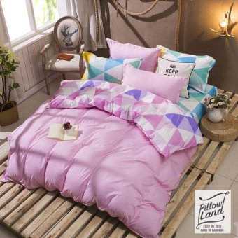 Pillow Land ผ้าปูที่นอน ชุดผ้านวม เกรด A 6 ฟุต 6 ชิ้น NY 301 Pillow Land ผ้าปูที่นอน ชุดผ้านวม เกรด A 6 ฟุต 6 ชิ้น NY 301