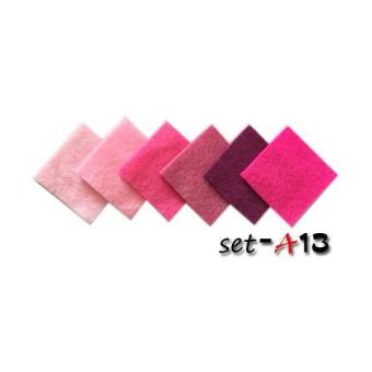 ผ้าสักหลาดเนื้อนิ่ม โทน Pinky (6สี 6 ชิ้นไล่เฉดสี ขนาดชิ้นละ 15x15 เซนติเมตร) ผ้าสักหลาดเนื้อนิ่ม โทน Pinky (6สี 6 ชิ้นไล่เฉดสี ขนาดชิ้นละ 15x15 เซนติเมตร)