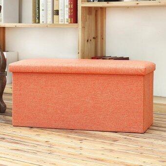Rectangular linen covered storage stool storage box - Orange (40 *25 * 25CM) Rectangular linen covered storage stool storage box - Orange (40 *25 * 25CM)