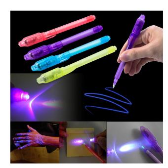 SAVFY 2 in 1 4pcs ปากกาแสง UV ปากกาความปลอดภัยหมึกที่มองไม่เห็นความลับข้อความ MAGIC ปากกาหมึกที่มองไม่เห็นด้วยปากกายูวี uv