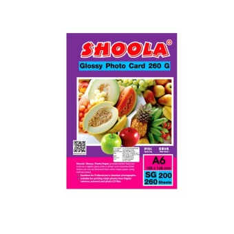 Shoola inkjet photo card Glossy กระดาษอาร์ตมัน 260G A6 (200sheets) Shoola inkjet photo card Glossy กระดาษอาร์ตมัน 260G A6 (200sheets)