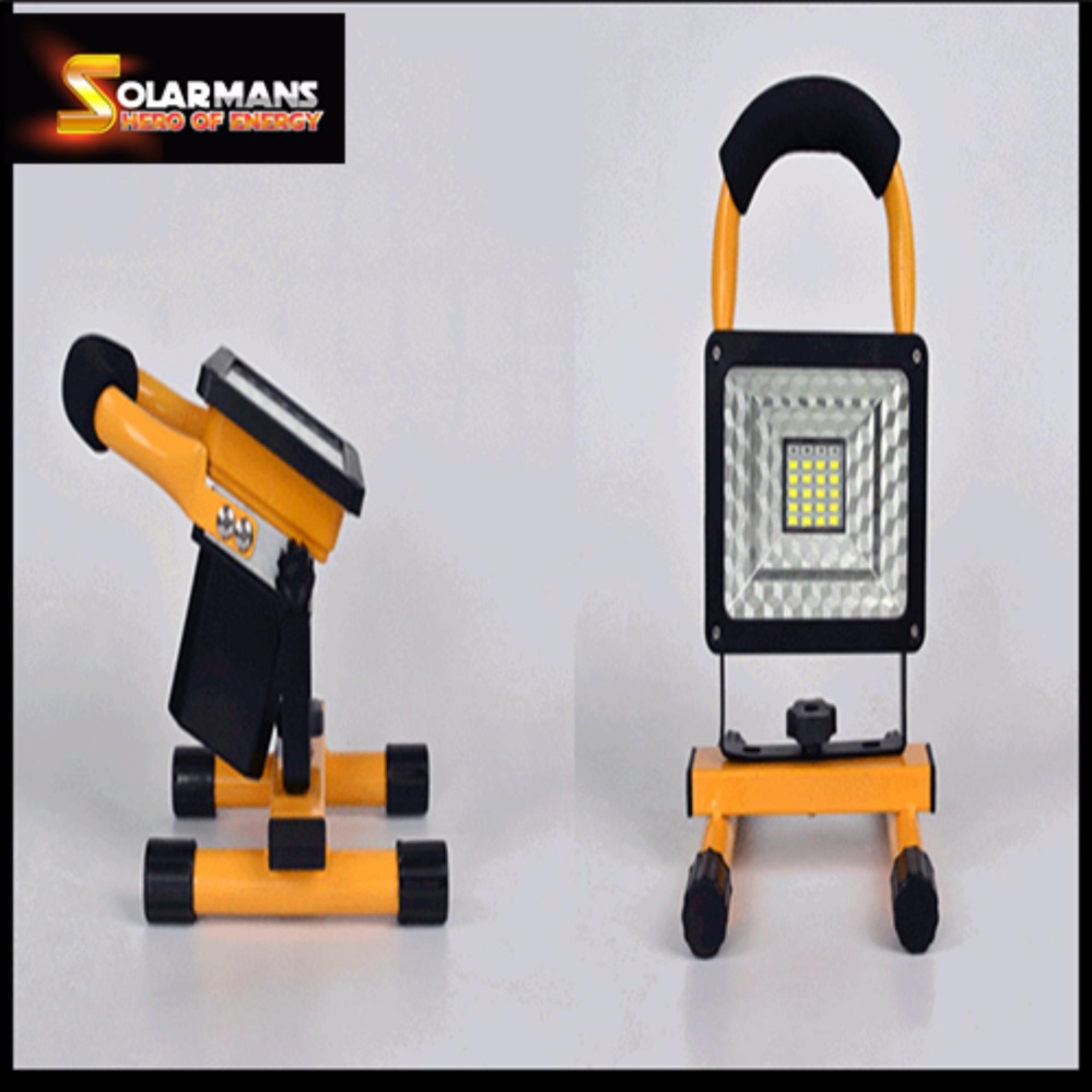 Solar man ชุดไฟสปอร์ตไลท์ แบบพกพา กันน้ำ กำลัง 15 Watt-สีเหลือง มีช่องเสียบ USB+หลอดไฟ 1หลอด