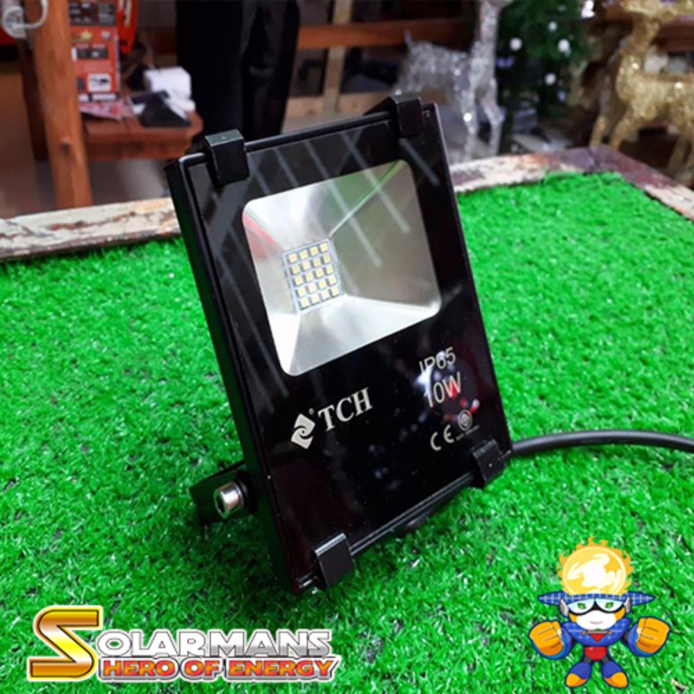 Solar man Floodlight LED 10W โคมไฟสปอร์ตไลท์ LED 10 วัตต์ ใช้ไฟ AC 220V (แสงวอม) แข็งแรง ทนทาน แพ็ค 1 ชุด