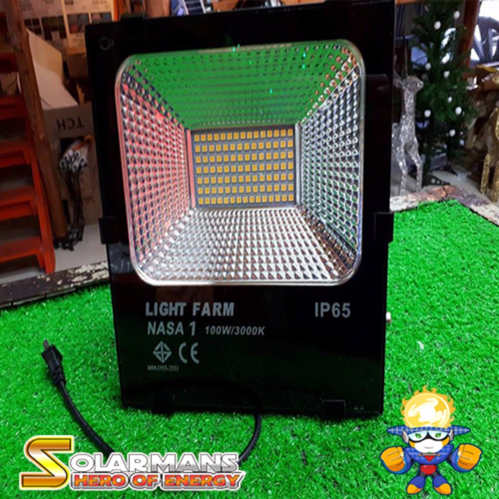 Solar man โคมสปอร์ตไลท์ โคมไฟฟลัดไลท์ LED 100W 220V (แสงขาว) เดย์ไลท์ 6500K แพ็ค 1 ชุด