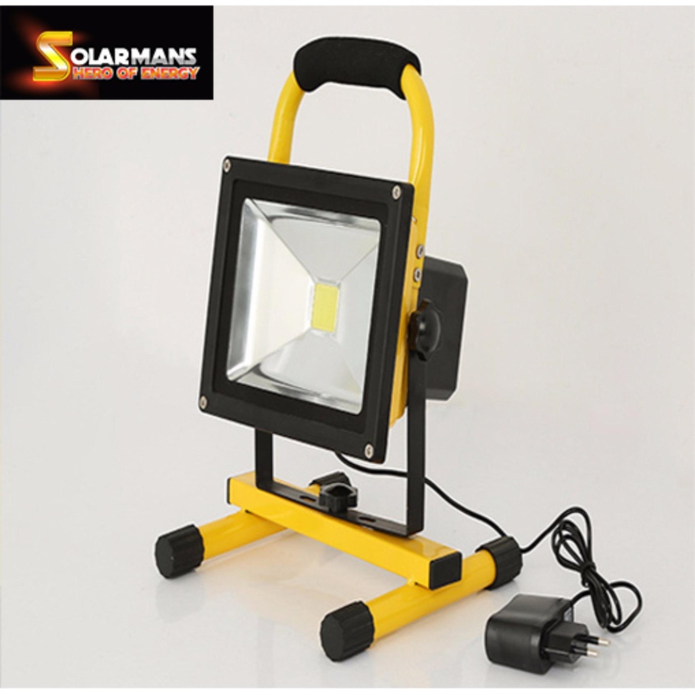 Solar man ไฟสปอร์ตไลท์ LED 30 Watt ที่มีแบตเตอรี่แบบชาร์จไฟ 2400Lm ไร้สายแบบพกพา โคมไฟเหลืองไฟ แพ็ค 1 ชุด