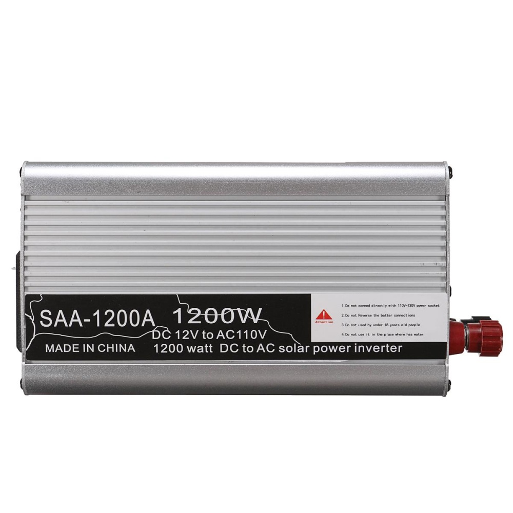 อินเวอร์เตอร์พาวเวอร์พลังงานแสงอาทิตย์ 1200 วัตต์ DC12V AC 110 โวลต์ Sine คลื่นตัวแปลงอะแดปเตอร์แปลงเงิน - นานาชาติ