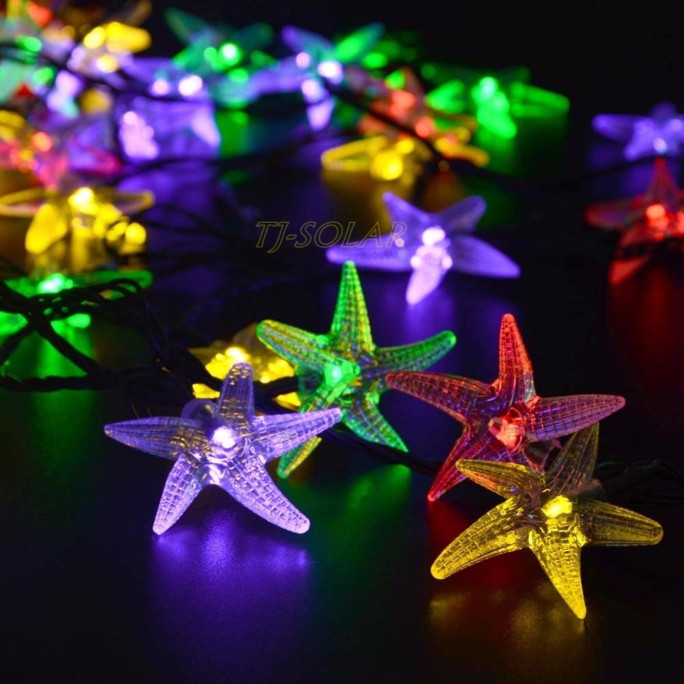 TJ-SOLAR Solar String Lights ไฟประดับ 8 โหมด LED 30 หลอด ยาว 6.5 เมตร ปลาดาว (คละสี)