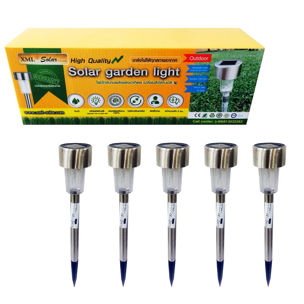 xml-solar ไฟสนาม โซล่าเซลล์ พลังแสงอาทิตย์ 1 LED (เเสง:หลากสี) ( 5 ชิ้น/กล่อง ) xml-solar ไฟสนาม โซล่าเซลล์ พลังแสงอาทิตย์ 1 LED (เเสง:หลากสี) ( 5 ชิ้น/กล่อง )