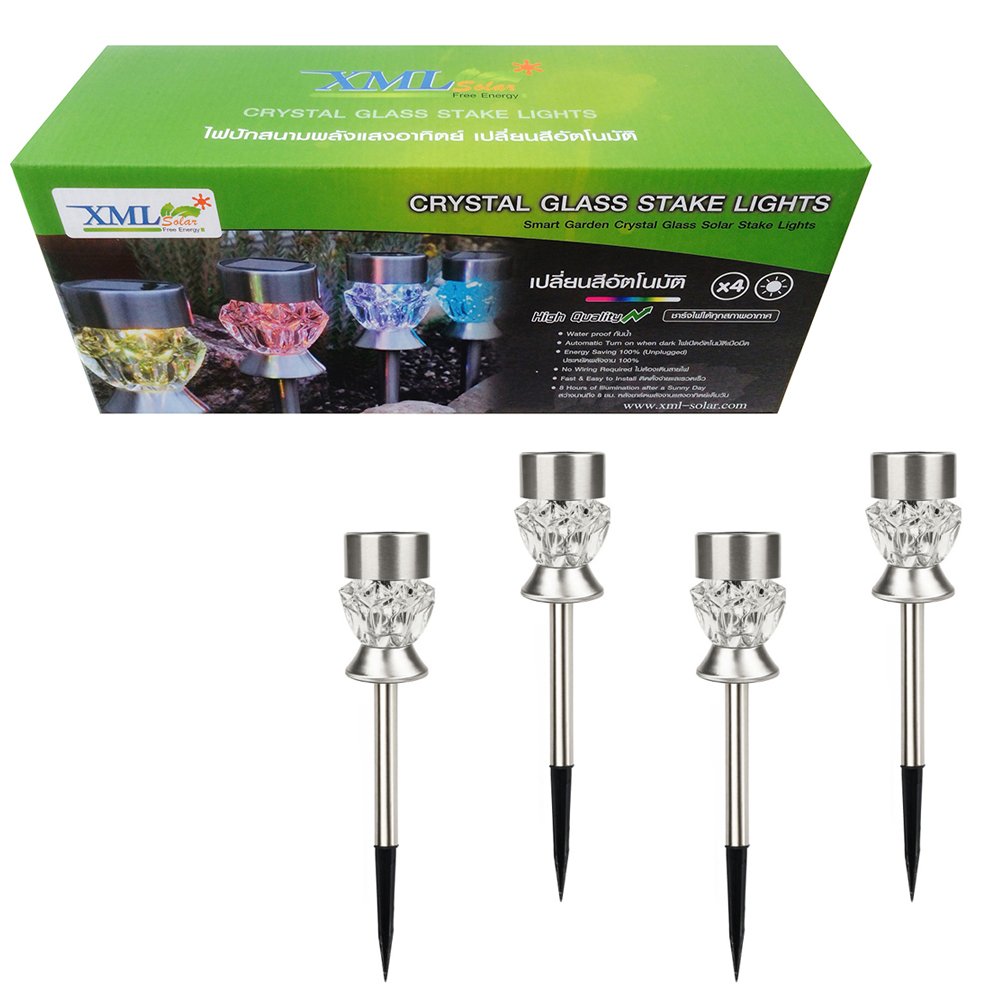 XML-Solar ไฟปักสนาม โซล่าเซลล์ ทรงคทา 2 LED (1 กล่อง 4 ชิ้น)