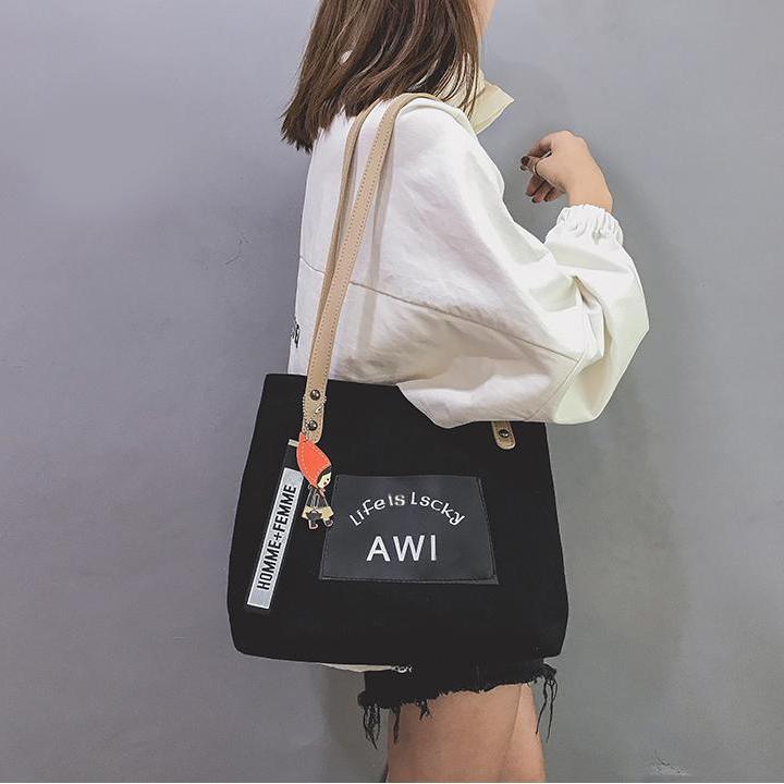 พิเศษ กระเป๋าผ้าAWI Lifeislsckyสุดชิคสุดชิค(B685)