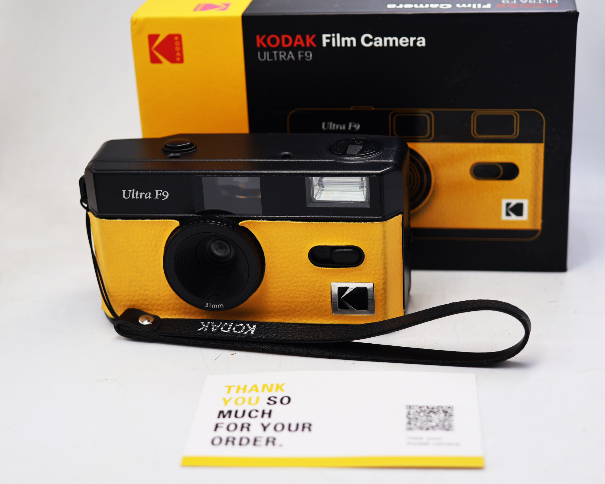 Kodak Film camera Ultra F9, 35mm, Black and Yellow, reusable 35mm film camera designed for simplicity and style. It features classic, retro aesthetic with textured leatherette finish, making it popular choice for beginners and film enthusiasts, used ราคา 1,290 บาท*ส่งฟรี
