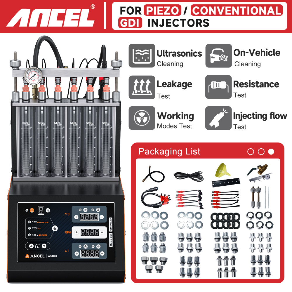 ANCEL ANJ600 220V 6-Cylinder Ultrasonic Wave Fuel Injector Cleaner Machine Automotive Fuel Injector Tester Use for GDI EFI MPI SFI Car Motorcycle fi Cleaning Machine Reduce Fuel Consumptio Enhance the power of the oil cylinder ﻿ ราคา 18,780 บาท*ส่งฟรี