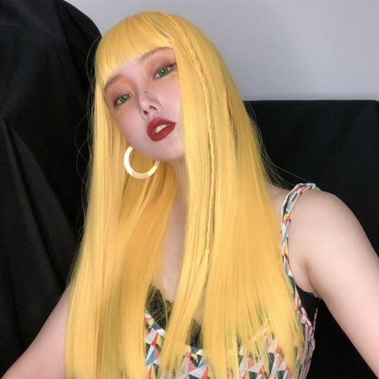 Tóc Giả 65Cm Cho Nữ Tóc Giả Dài Nguyên Đầu Tự Nhiên Thực Tế Tóc Mái Không Khí Nổi Tiếng Trên Internet, Màu Đen Tóc Thẳng Dài Cosplay Trang Trí Mặt Cá Tính