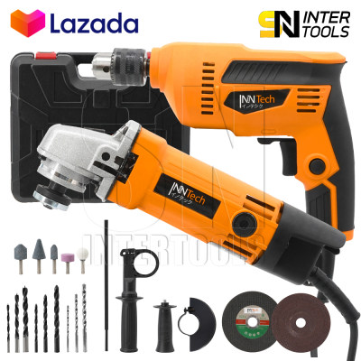 (แพ็คคู่) InnTech เครื่องเจียร์ หินเจียร์ 4 นิ้ว 800W + สว่านไฟฟ้า สว่าน 3 หุน 520W แถมฟรี!! ดอกสว่าน ใบตัดเหล็ก ใบเจียร และ อุปกรณ์ เครื่องมือช่าง รวม 21 ชิ้น (แพ็คคู่) InnTech เครื่องเจียร์ หินเจียร์ 4 นิ้ว 800W + สว่านไฟฟ้า สว่าน 3 หุน 520W แถมฟรี!! ดอกสว่าน ใบตัดเหล็ก ใบเจียร และ อุปกรณ์ เครื่องมือช่าง รวม 21 ชิ้น