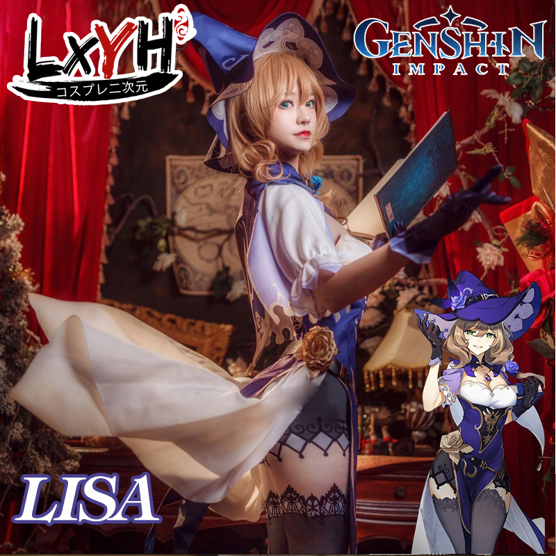 [LXYH- COSER KING] Game Genshin Impact Lisa Minci Cosplay Costume Dress Wig Props เครื่องแต่งกายคอสเพลย์ การ์ตูนอะนิเมะ ชุดแฟนซี ราคา 2,883 บาท*ส่งฟรี