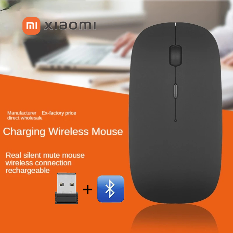 เมาส์บลูทูธ ไร้สาย 𝚇𝙸𝙰𝙾𝙼𝙸 เมาส์ไร้สายบลูทูธ 2.4G มีแบตในตัว ปุ่มเงียบ มีปุ่มปรับความไวเมาส์ DPI 1000-1600 Wireless Mouse