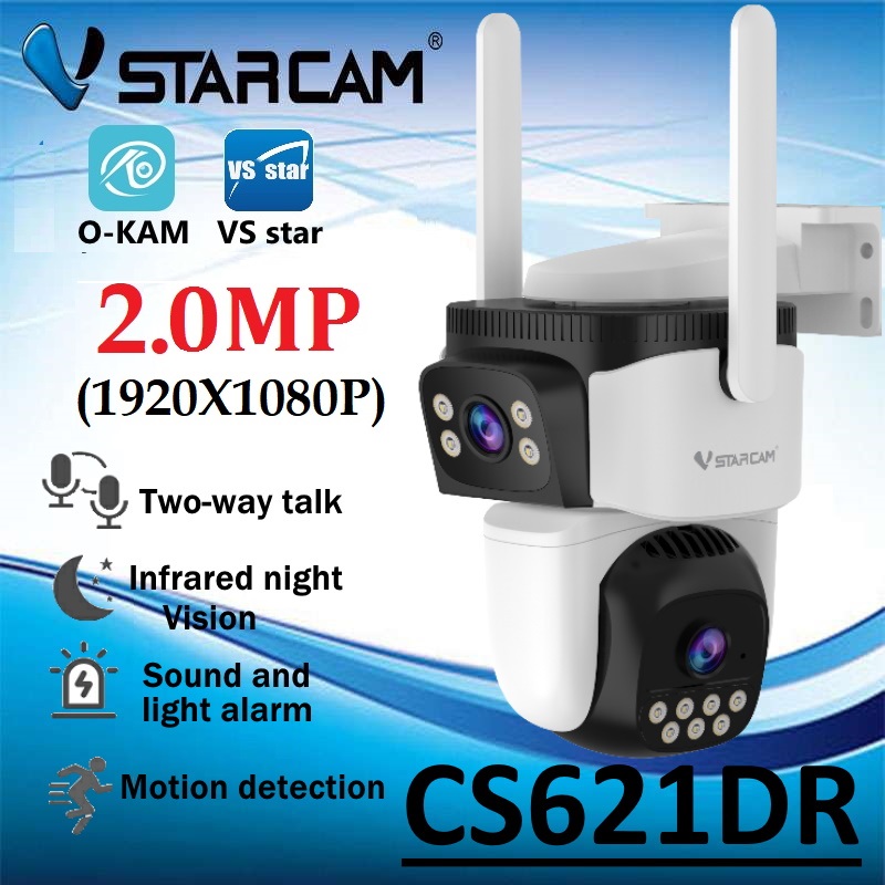 Vstarcam Cs621Dr (Dual Lens) 2.0Mp Wireless Cctv Camera Outdoor Camera Color Image with Ai+ Alarm Detector ราคา 899 บาท*ส่งฟรี