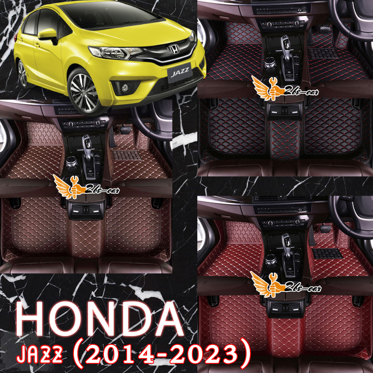2Be-car พรมปูรถยนต์ 6D ฮอนด้า Honda jazz (2014-2023) รับประกันสินค้า1ปี