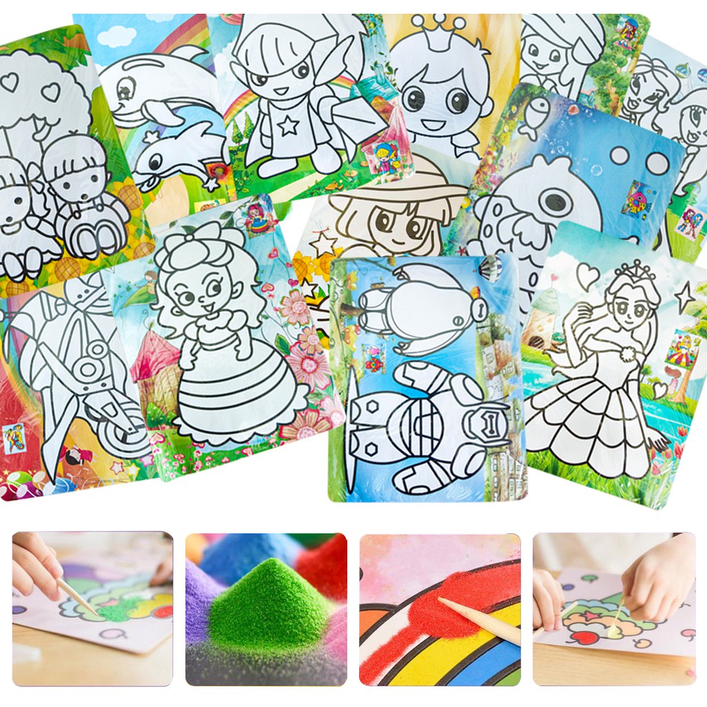 ภาพวาดทรายระบายสี แถมทรายระบายสี ขนาด 27*20 ชิ้นละ 6 บาท ✔️พร้อมส่ง