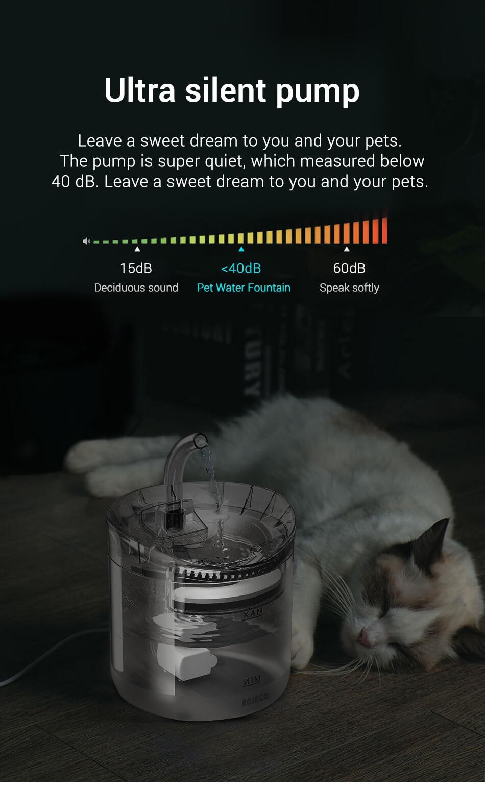 bộ lọc vòi nước rojeco 2l cho mèo máy uống nước cảm biến tự động cho mèo máy cấp nước cho thú cưng máy lọc nước cho thú cưng đài phun nước uống tự động cho mèo 10