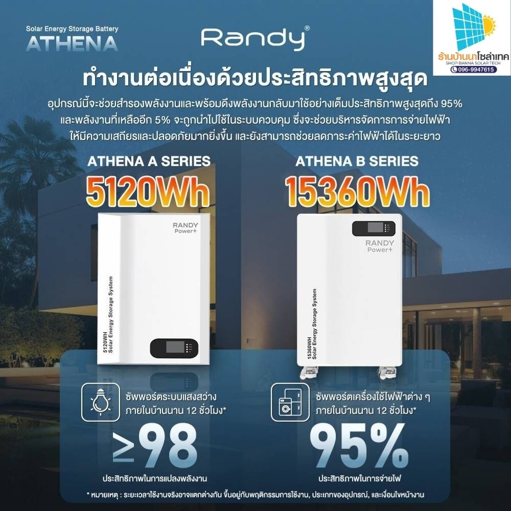 Lithium Phosphate Battery, 5 Year Warranty, Solar Cell, Athena Battery 48V 300A 15Kw ราคา 29,900 บาท*ส่งฟรี