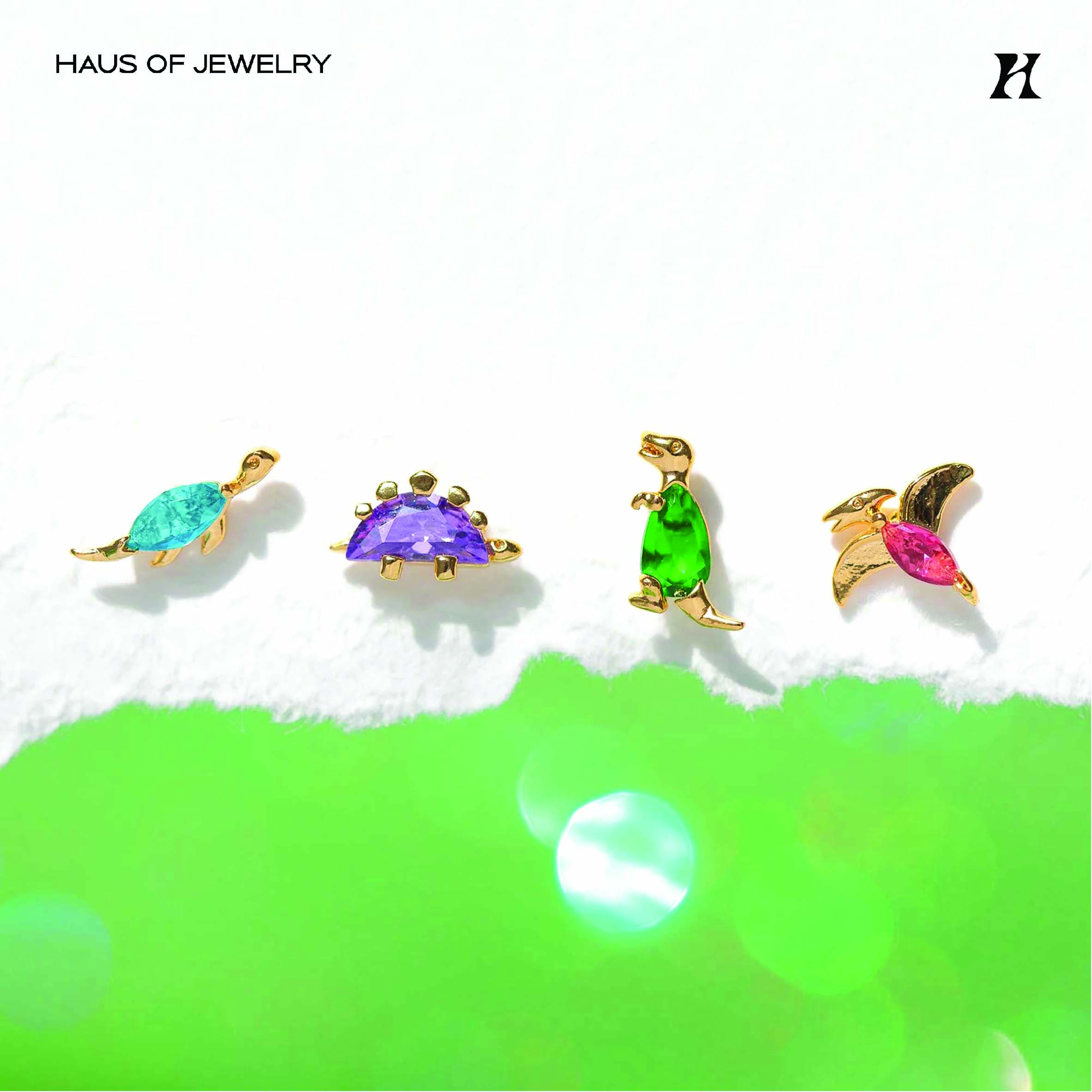 Haus of Jewelry - GIRLS CREW DINO-MITE STUD SET EARRINGS ต่างหูเซ็ตประดับเพชรคิวบิกเซอร์โคเนีย (Cubic Zirconia Stones) ราคา 4,490 บาท*ส่งฟรี