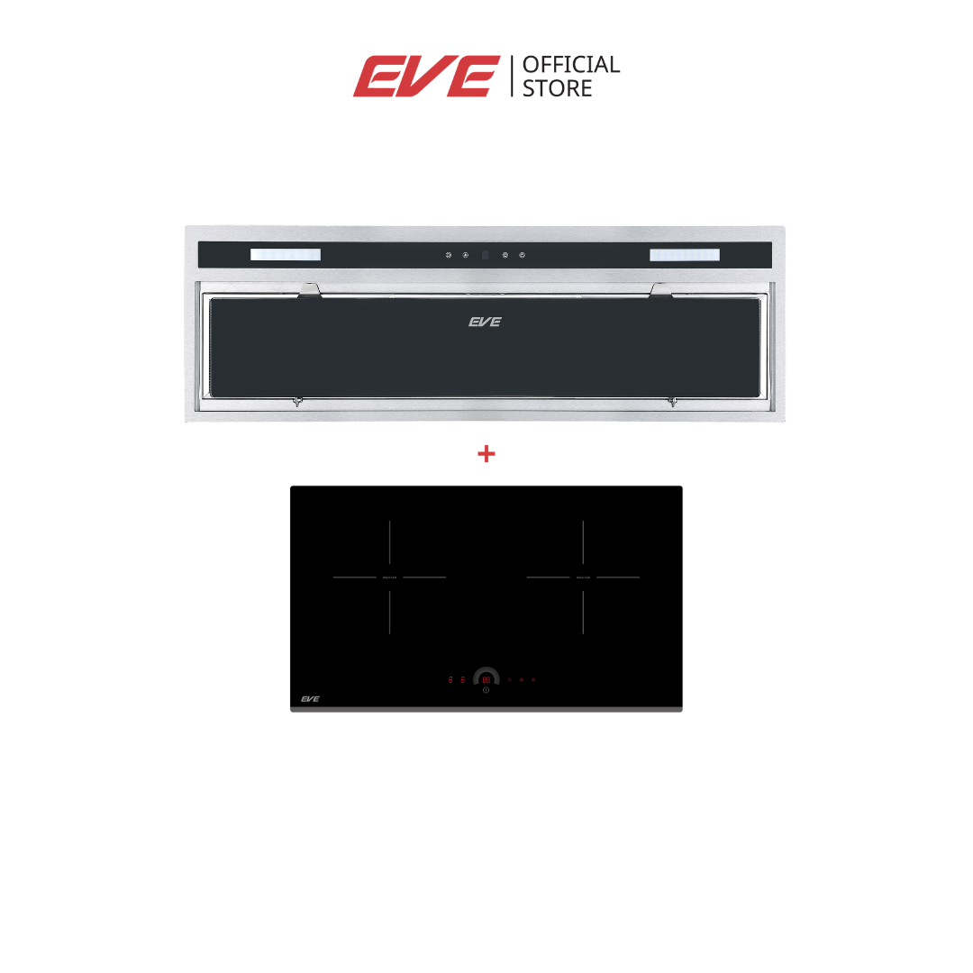 EVE SET เตาแม่เหล็กไฟฟ้า 2 หัว แบบฝัง HB73-2CROSS/TC + เครื่องดูดควันแบบฝัง รุ่น HBI-SKYLINE-75 BLACK ราคา 18,990 บาท*ส่งฟรี
