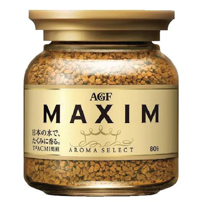 กาแฟ Maxim Aroma Select กาแฟแม็กซิม สีทอง แบบขวด ขนาด 80 กรัม สินค้านำเข้า ญี่ปุ่น ราคา 169 บาท*ส่งฟรี