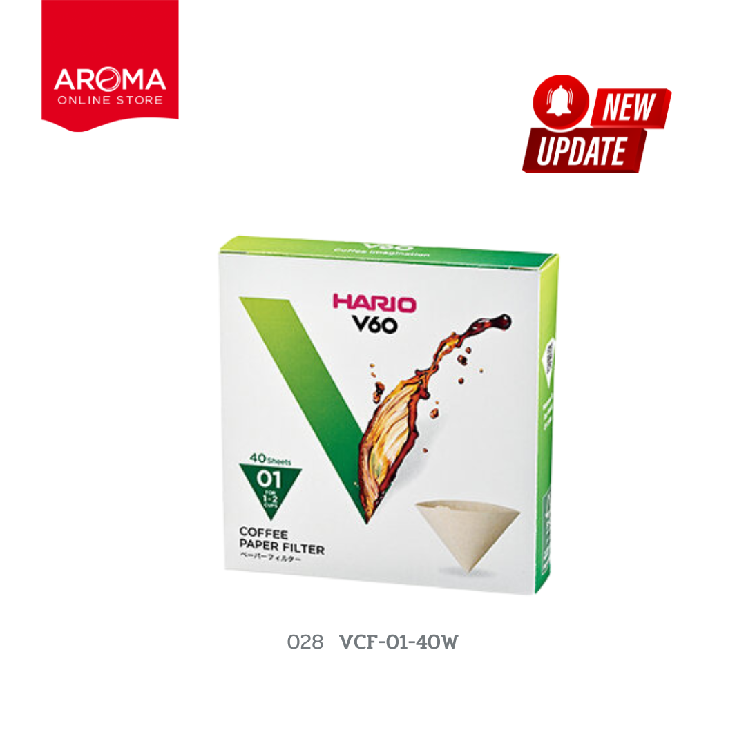 Hario กระดาษกรอง 01 สีขาว / HARIO(028)V60 Paper Filter 01 W 40 Sheets /VCF-01-40W ราคา 73 บาท*ส่งฟรี