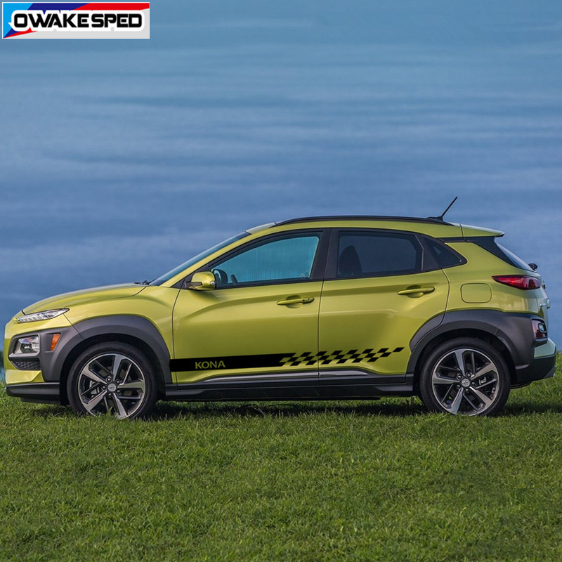 For-Hyundai-KONA Car Sticker Both Side Door Skirt Stickers Auto Accessories Car Body Sport Stripes DIY Vinyl Decals (3)