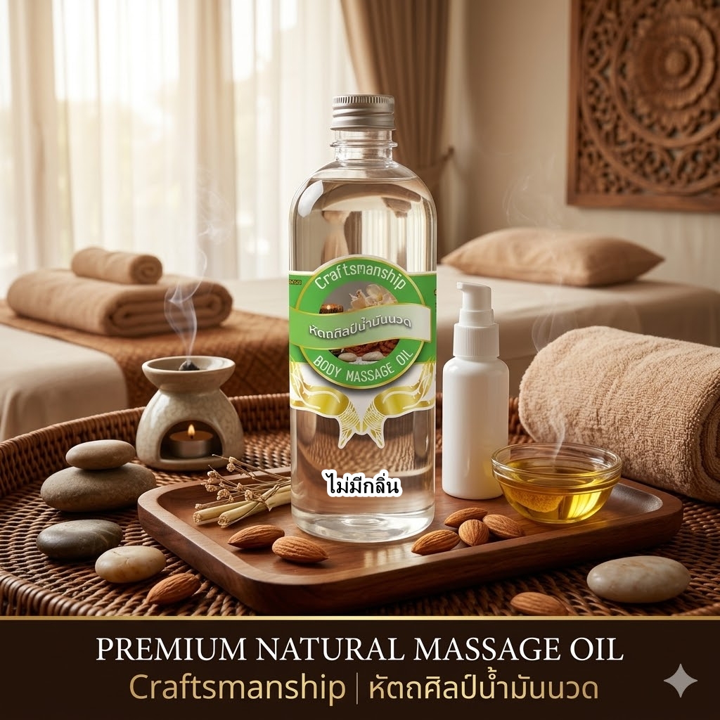 4004 น้ำมันนวดตัวหัตถศิลป์ น้ำมันนวดสปา น้ำมันสมุนไพรนวดออย Body Massage Oil เพื่อผิวเนียนใส ขนา...