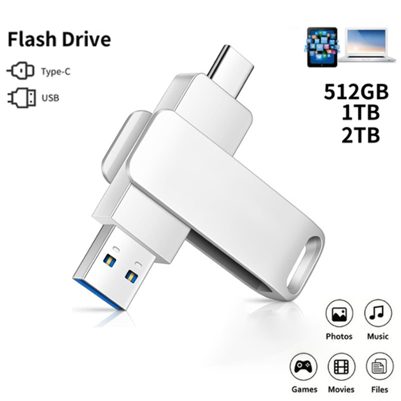 USB C Flash Drive 16Gb 2 in 1 Otg USB 3.0 + Type C Memory Stick 1Tb 2Tb Dual Type C Thumb Drive Flash Drive for Android Smartphones, Computers, Tablets, Pc ราคา 118 บาท*ส่งฟรี
