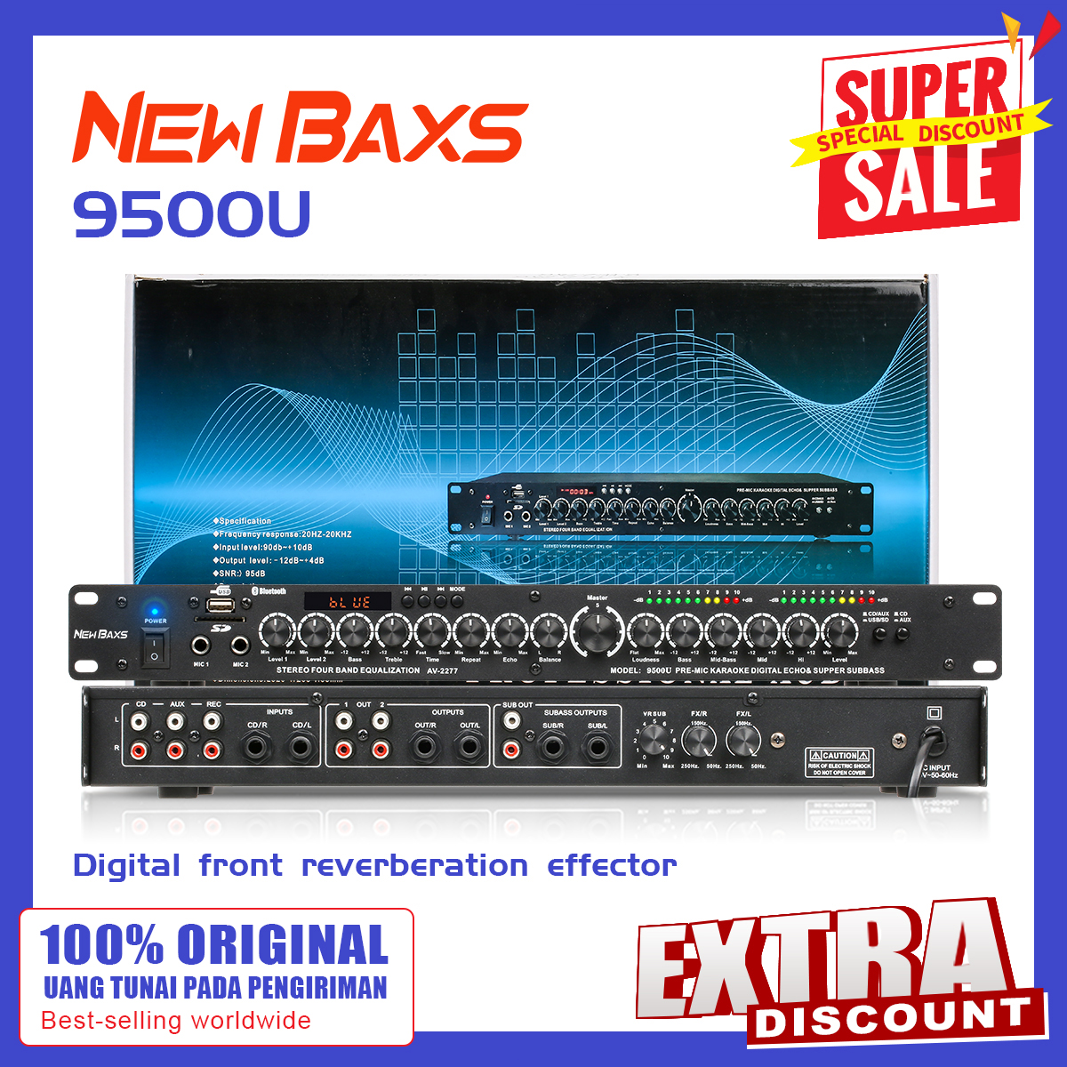 Newbaxs [cod] U9500 grade karaoke pre-echo sound effects U disk plug Bluetooth microphone K Professional Music anti-whistle function original new professional effects ราคา 1,399 บาท*ส่งฟรี