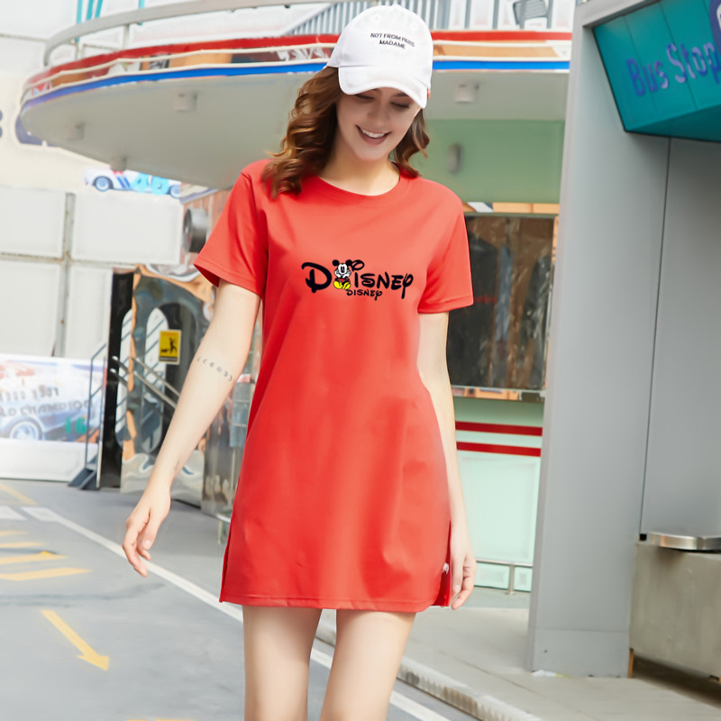 Fashion Shop Stoer เสื้อผ้าผู้หญิงแฟชั่นสไตล์เกาหลีสวยเก๋น่ารัก เสื้อยืดเเขนสั้น เสื้อยืดคอกลมทรงยาว Q0126