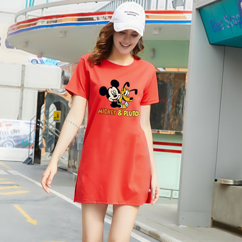 Fashion Shop Stoer เสื้อผ้าผู้หญิงแฟชั่นสไตล์เกาหลีสวยเก๋น่ารัก เสื้อยืดเเขนสั้น เสื้อยืดคอกลมทรงยาว Q0043
